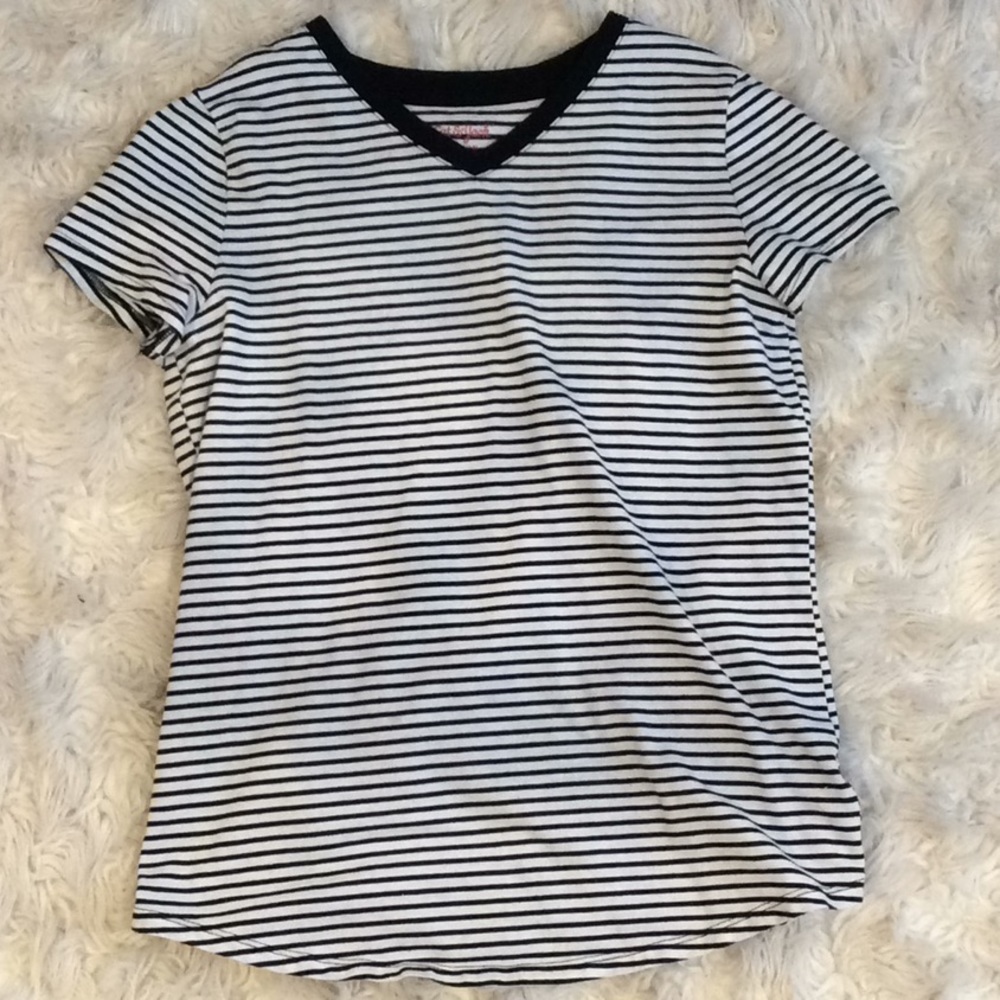 Black and white striped tee